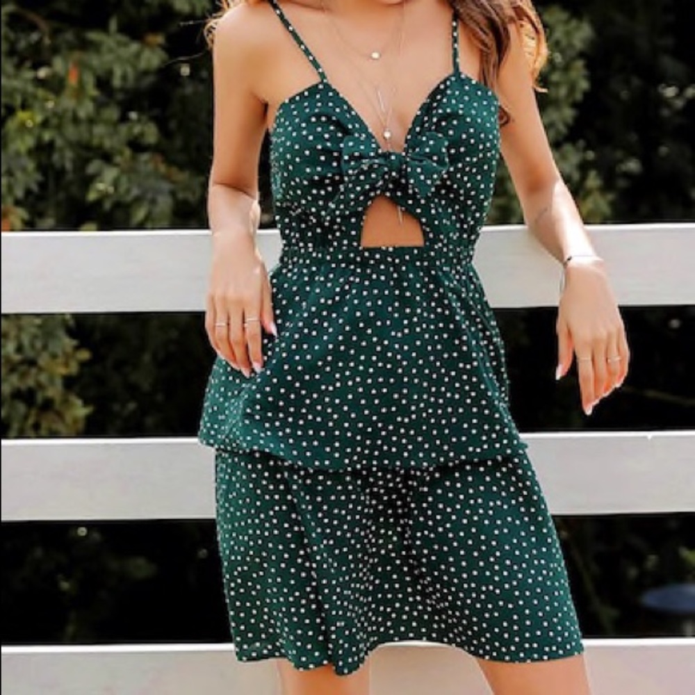 Green polka dot dress